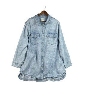 COPY - AMERICAN EAGLE Stone Wash Denim Jean Shacket Chore Coat Jacket 90s Y2K P…